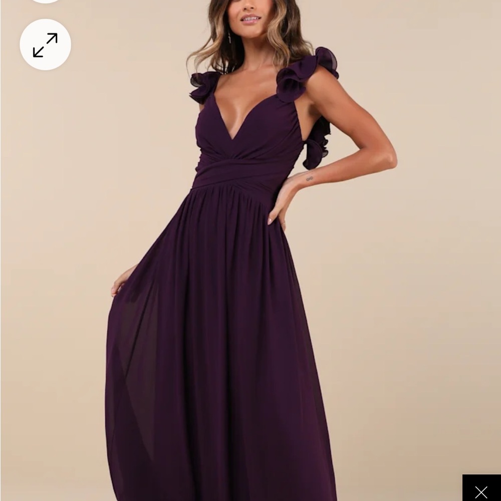 Lulu's Purple Ruched Sundress with Flutter Sleeves